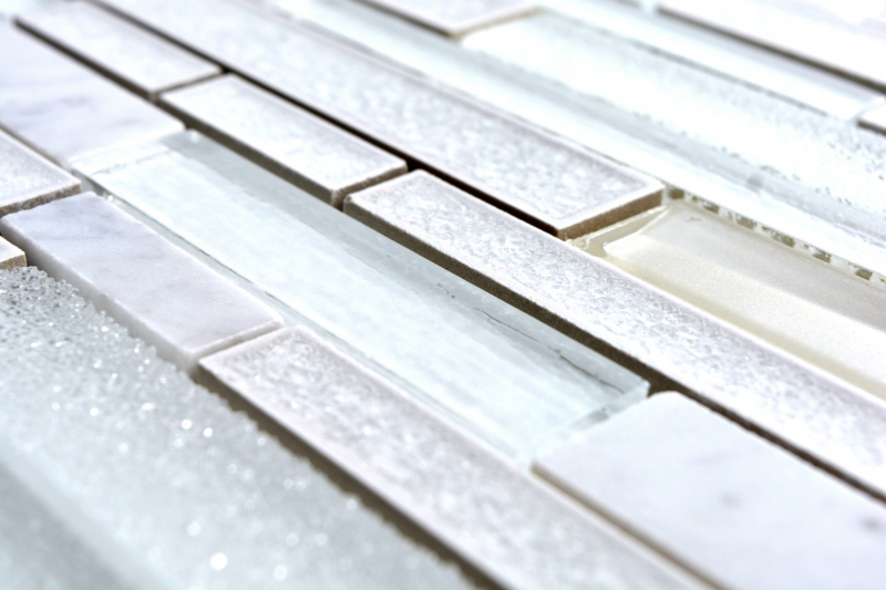 Échantillon manuel Carreau de mosaïque translucide céramique blanche composite Mosaïque de verre Crystal pierre céramique blanche MOS87SO-0101_m