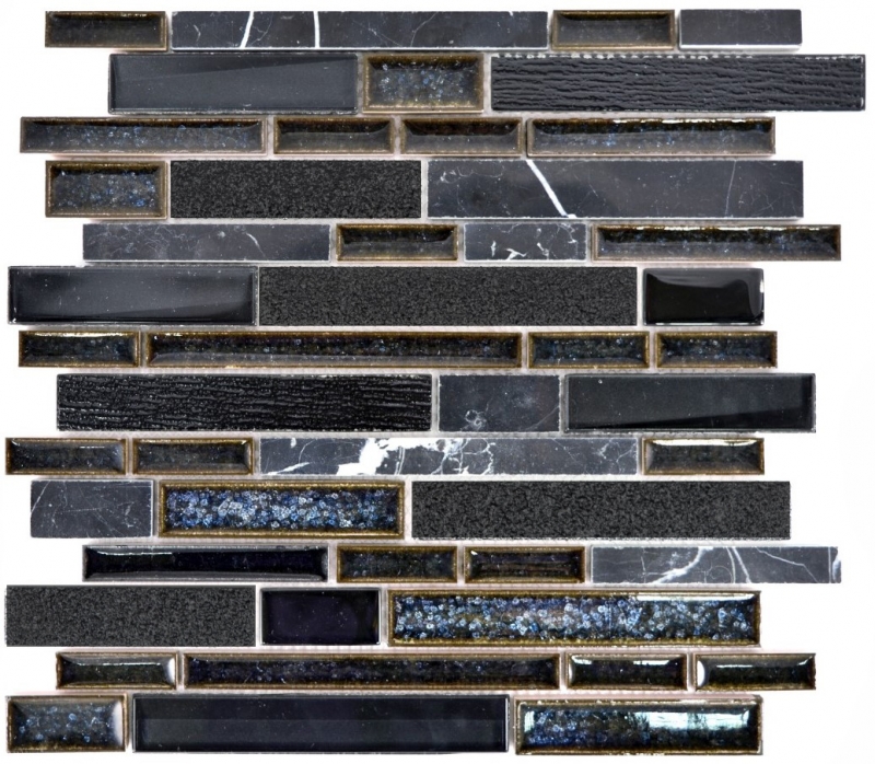 Échantillon manuel Carreau de mosaïque Translucide Céramique noire composite Mosaïque de verre Crystal Pierre Céramique noire MOS87SO-0329_m