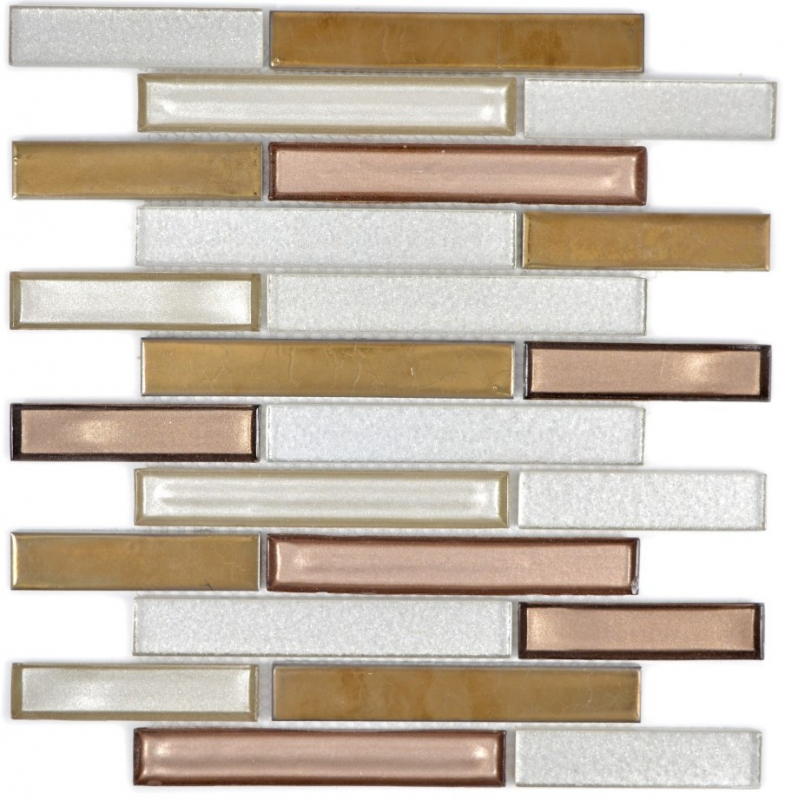 Échantillon manuel Carreau de mosaïque translucide céramique blanche cuivre composite Mosaïque de verre Crystal céramique blanche cuivre MOS87OL-015_m
