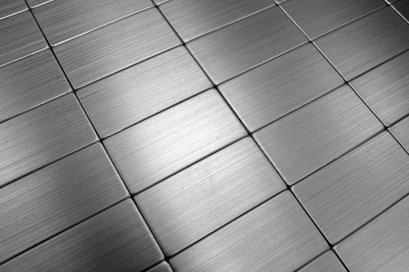 Motif manuel carreau de mosaïque autocollant aluminium argent métal rectangle métal MOS200-22M50_m