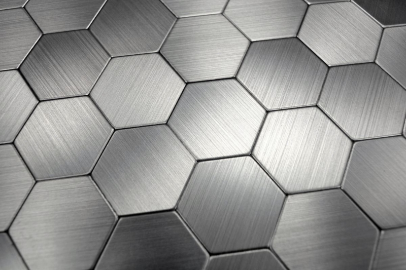 Carreau mosaïque autocollant ALU argent métal Hexagon carreaux de fond de cuisine MOS200-22MHX
