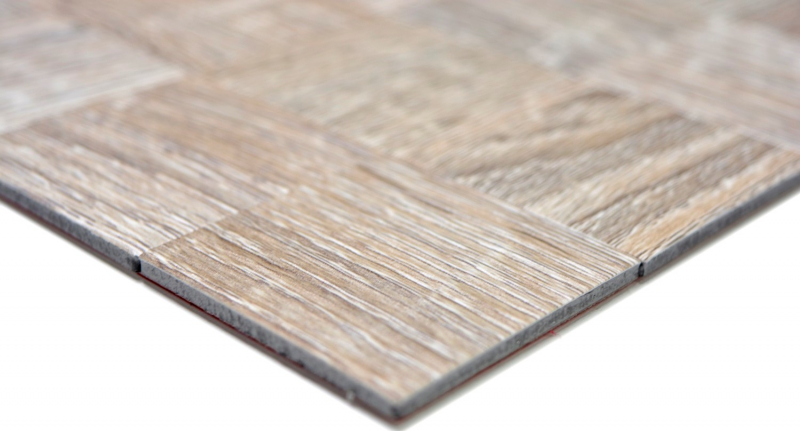 carreau mosaïque autocollant ALU gris clair métal aspect bois MOS200-2222