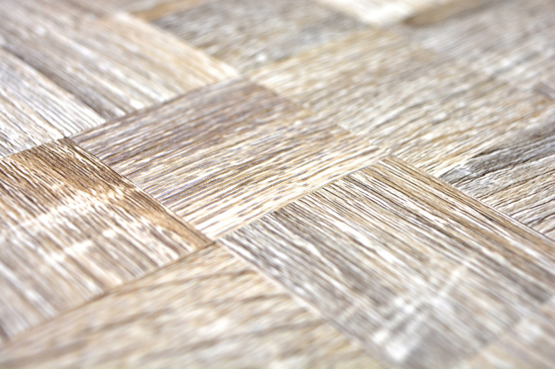 carreau mosaïque autocollant ALU gris clair métal aspect bois MOS200-2222