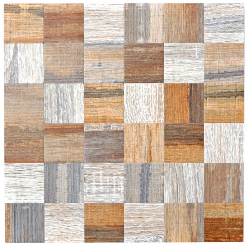 carreau mosaïque autocollant ALU gris beige métal aspect bois MOS200-2422