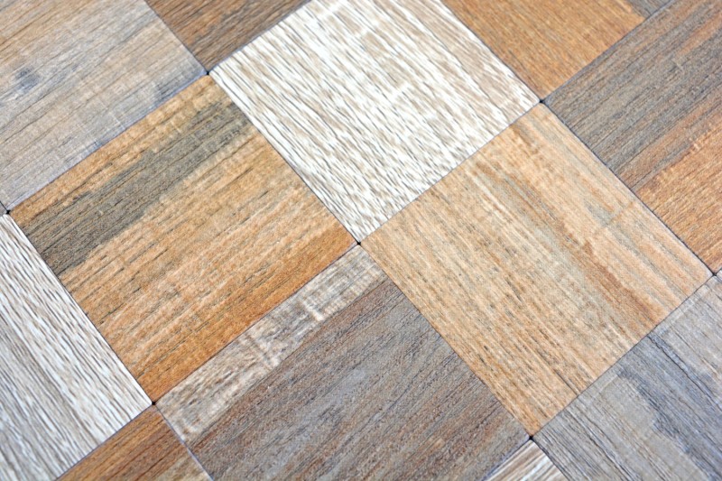 carreau mosaïque autocollant ALU gris beige métal aspect bois MOS200-2422