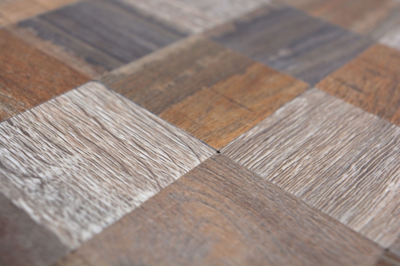carreau mosaïque autocollant ALU gris beige métal aspect bois MOS200-2422