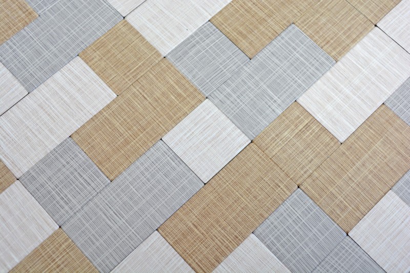 carreau de mosaïque autocollant ALU crème beige gris métal aspect textile MOS200-2522