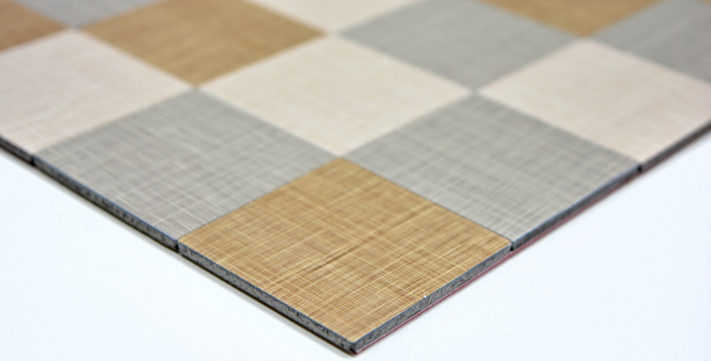 Carreaux de mosaïque fond de cuisine autocollant aluminium crème beige gris métal aspect textile MOS200-2622_f