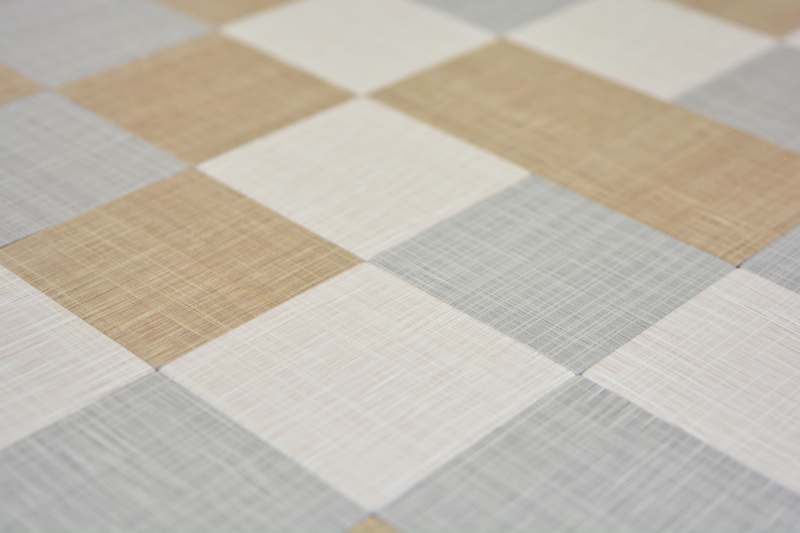 Carreaux de mosaïque fond de cuisine autocollant aluminium crème beige gris métal aspect textile MOS200-2622_f