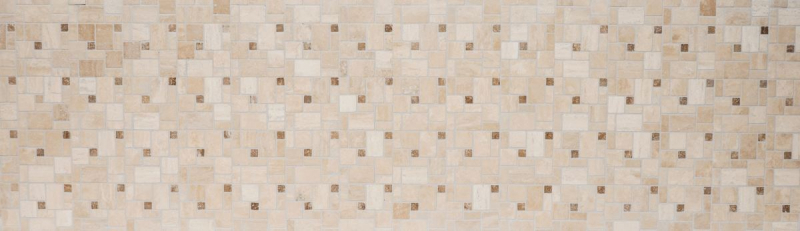 Échantillon manuel Carreau de mosaïque autocollant Travertin Pierre naturelle beige Combinaison de travertin beige MOS200-4CM14_m