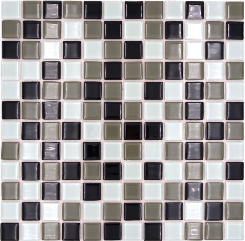 mosaïque de verre autocollant noir boue blanc MOS200-4CM30