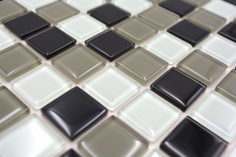 mosaïque de verre autocollant noir boue blanc MOS200-4CM30