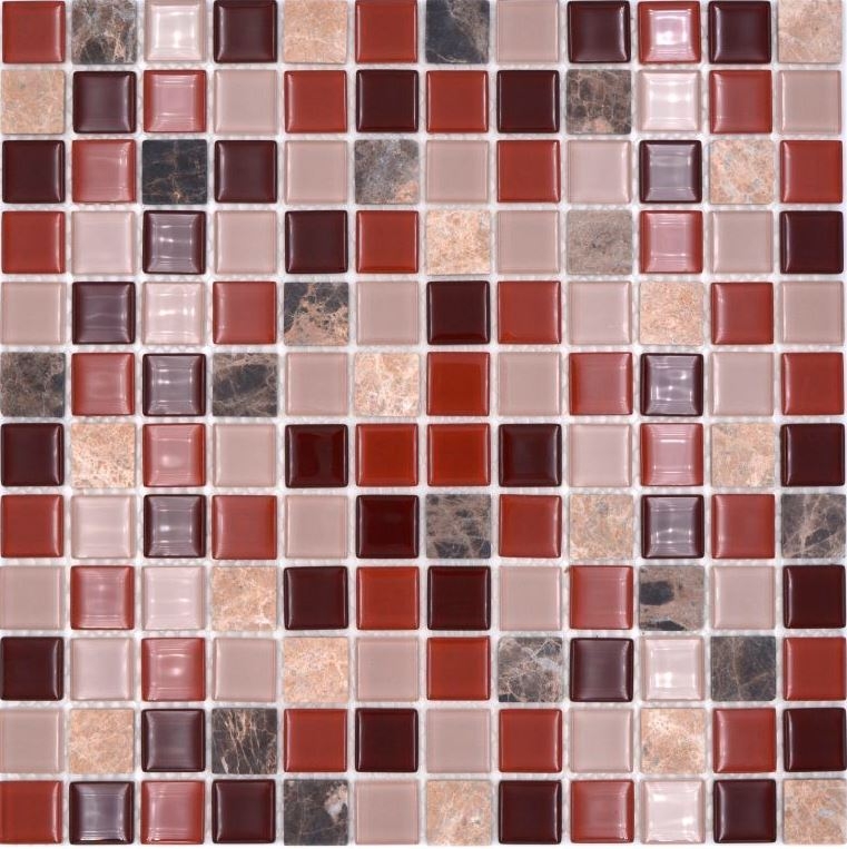 mosaïque de verre autocollant pierre naturelle rose beige marron emperador MOS200-4M352
