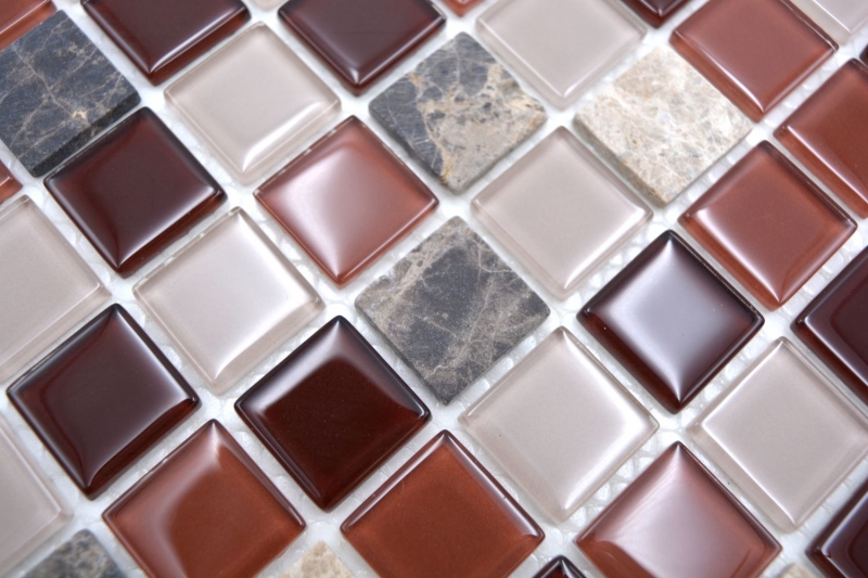 mosaïque de verre autocollant pierre naturelle rose beige marron emperador MOS200-4M352