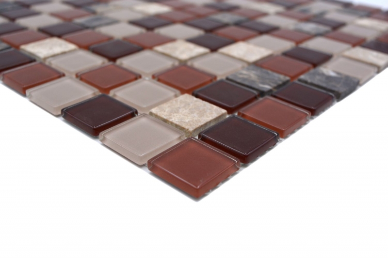 mosaïque de verre autocollant pierre naturelle rose beige marron emperador MOS200-4M352