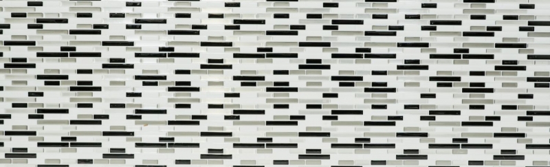 mosaïque autocollante aspect bâtonnets film adhésif vinyle blanc argenté noir carrelage cuisine