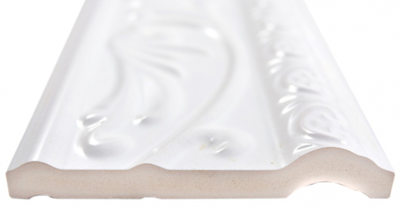 Céramique blanche Bordures SERAP Structure brillante Aspect romain Mur Sol Salle de bains Cuisine Sauna WC - MOSBor-Nizza-0102