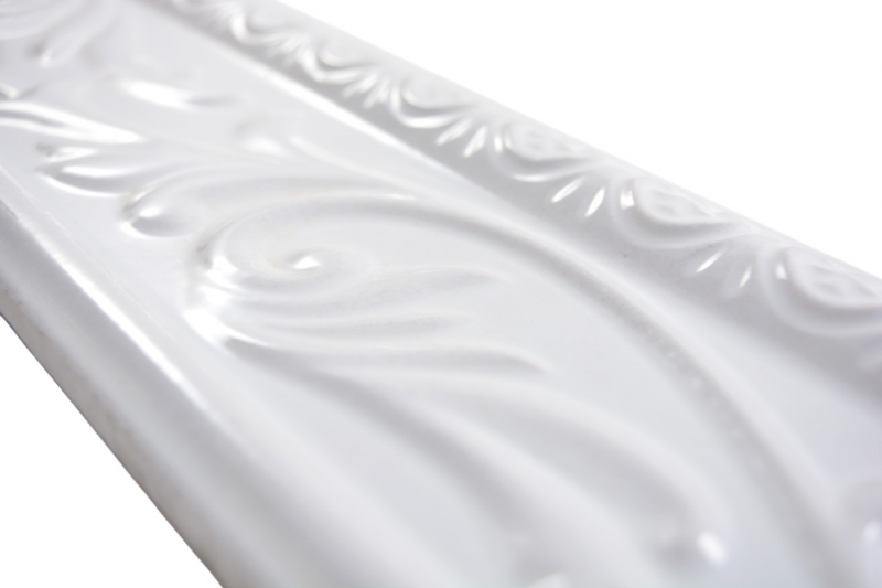 Céramique blanche Bordures SERAP Structure brillante Aspect romain Mur Sol Salle de bains Cuisine Sauna WC - MOSBor-Nizza-0102