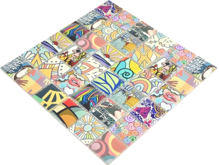 Mosaïque en céramique Carreaux de mosaïque rétro colorés POP UP ART Design fond de cuisine MODERN ART