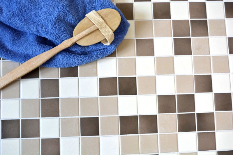 Céramique Mosaïque Carreau blanc ancien beige marron antidérapant Carreau de cuisine MOS14-1213