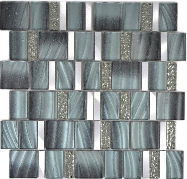 Motif main aluminium Mosaïque de verre ALU gris mur carrelage cuisine douche bain MOS88-0002_m