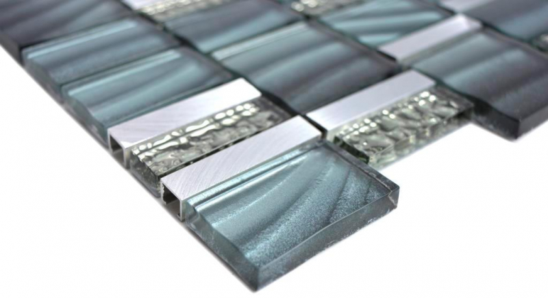 Motif main aluminium Mosaïque de verre ALU gris mur carrelage cuisine douche bain MOS88-0002_m