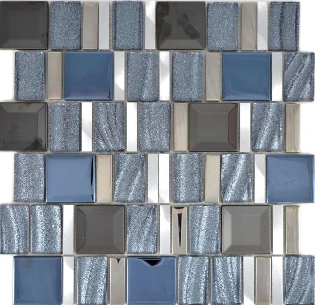 Aluminium Mosaïque verre mosaïque ALU argent mur carrelage cuisine douche salle de bain_f | 10 tapis mosaïque