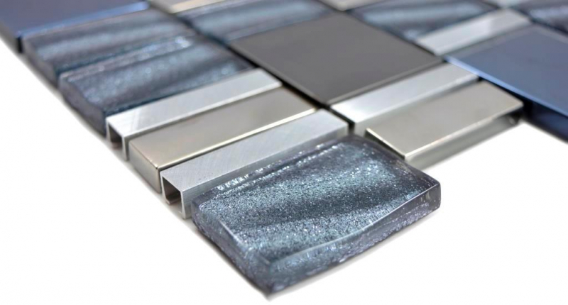 Aluminium Mosaïque verre mosaïque ALU argent mur carrelage cuisine douche salle de bain_f | 10 tapis mosaïque