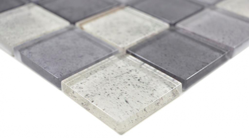 Motif main Mosaïque de verre transparent Crystal gris mur carrelage cuisine douche salle de bain MOS88-0022_m