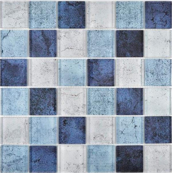 Motif main Crystal transparent mosaïque de verre bleu mur carrelage cuisine douche salle de bain MOS88-0044_m