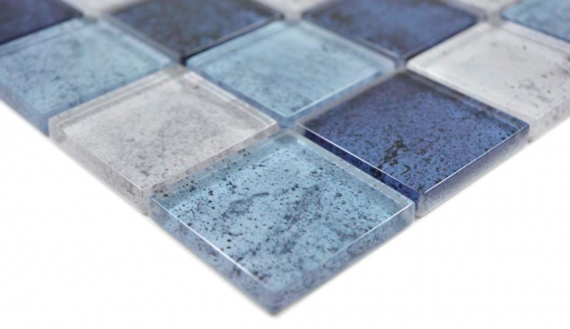 Motif main Crystal transparent mosaïque de verre bleu mur carrelage cuisine douche salle de bain MOS88-0044_m