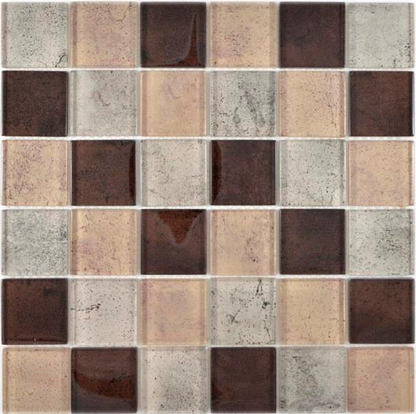 Mosaïque de verre transparente Crystal beige mur carrelage cuisine douche salle de bain MOS88-1212_f | 10 tapis de mosaïque
