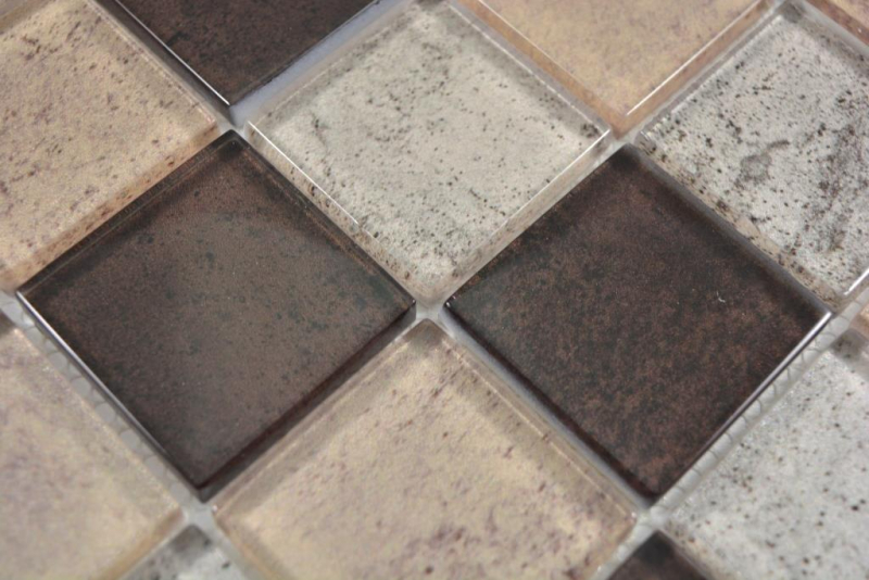 Mosaïque de verre transparente Crystal beige mur carrelage cuisine douche salle de bain MOS88-1212_f | 10 tapis de mosaïque