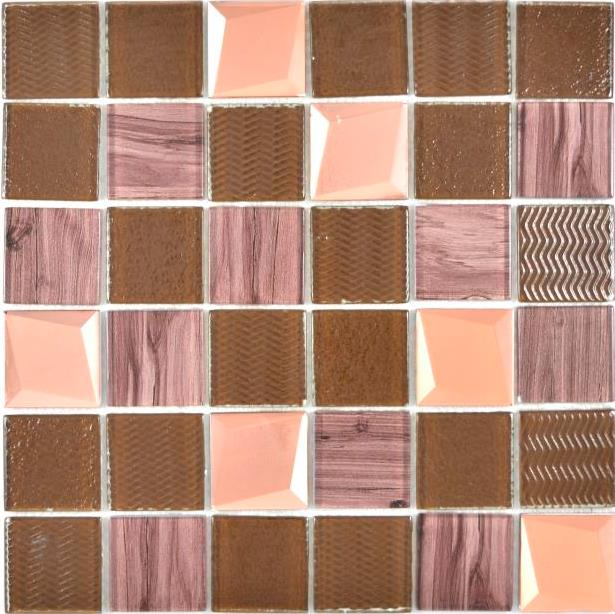 Motif main Crystal transparent mosaïque de verre bronze mur carrelage cuisine douche bain MOS88-1515_m