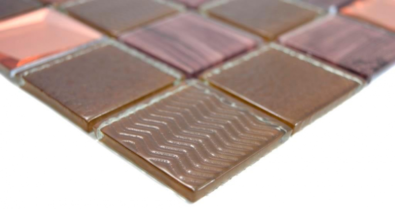 Motif main Crystal transparent mosaïque de verre bronze mur carrelage cuisine douche bain MOS88-1515_m