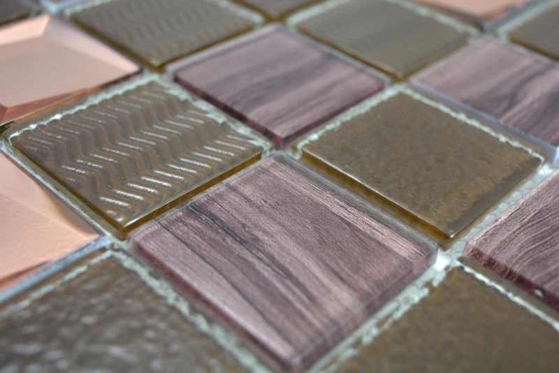 Motif main Crystal transparent mosaïque de verre bronze mur carrelage cuisine douche bain MOS88-1515_m