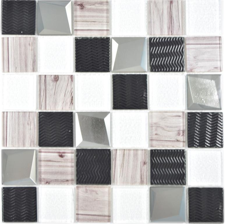 Mosaïque de verre transparente Crystal argentée mur carrelage cuisine douche salle de bain_f | 10 tapis de mosaïque