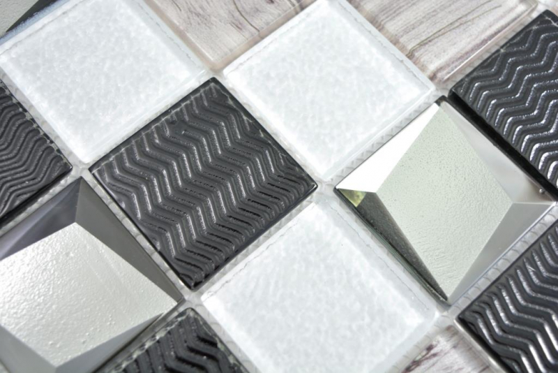 Mosaïque de verre transparente Crystal argentée mur carrelage cuisine douche salle de bain_f | 10 tapis de mosaïque