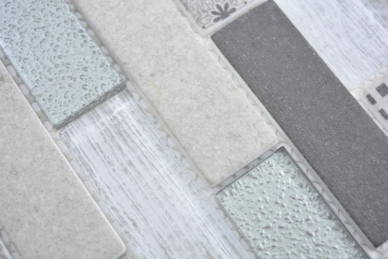 Mosaïque translucide Brick ECO Mosaïque de verre rétro gris mur carrelage cuisine douche salle de bain MOS88-R002
