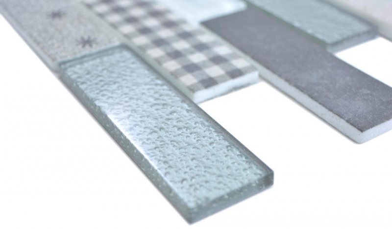 Mosaïque translucide Brick ECO Mosaïque de verre rétro gris mur carrelage cuisine douche salle de bain MOS88-R002