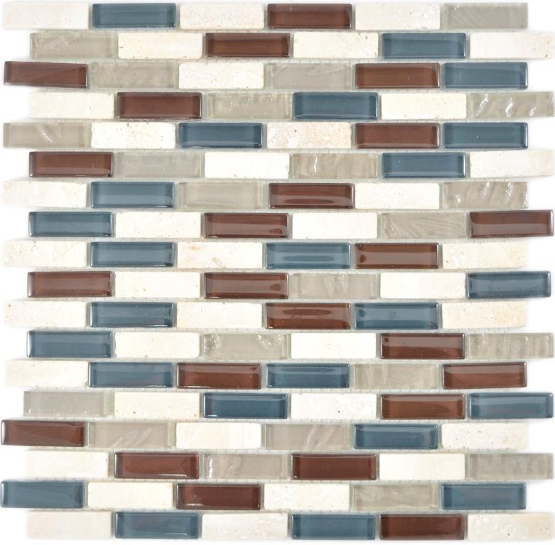 Échantillon manuel Mosaïque translucide composite Mosaïque de verre Pierre botticino clair gris brun MOS88-0213 _m