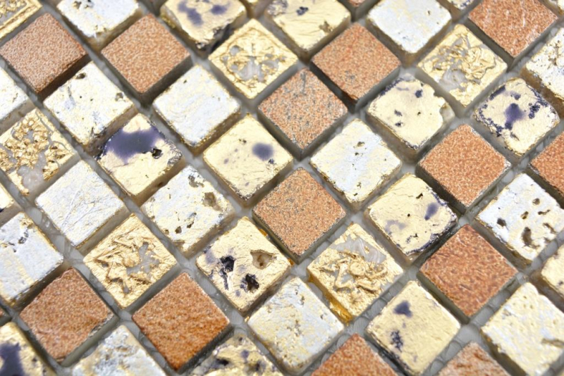 Mosaïque pierre Résine or bronze mur carrelage cuisine salle de bain MOS88-0715_f