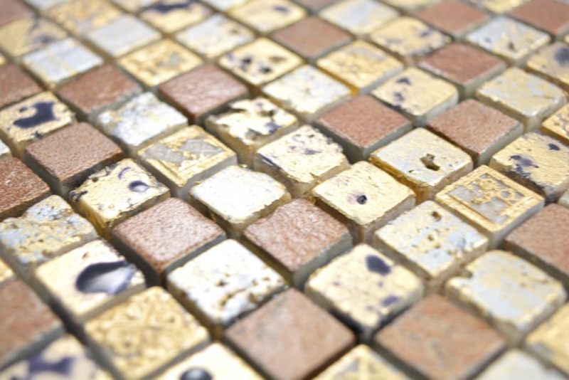 Mosaïque pierre Résine or bronze mur carrelage cuisine salle de bain MOS88-0715_f