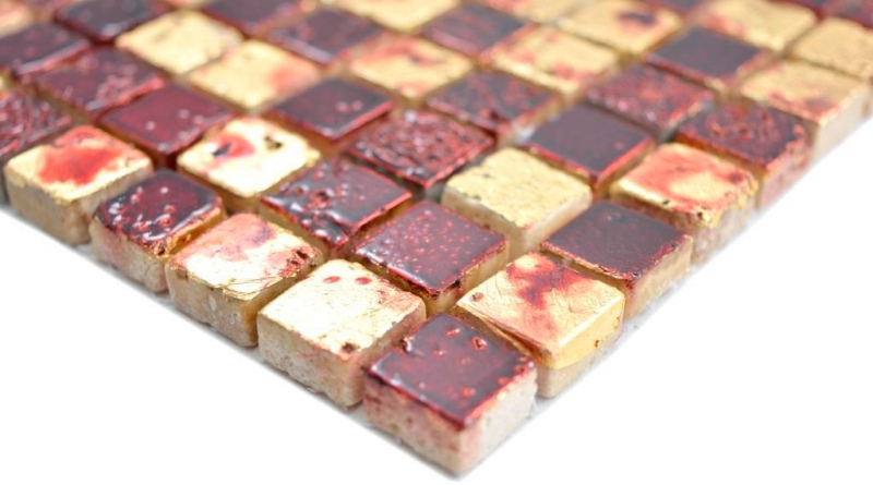 Mosaïque pierre Résine or rouge mur carrelage cuisine salle de bain MOS88-0709_f