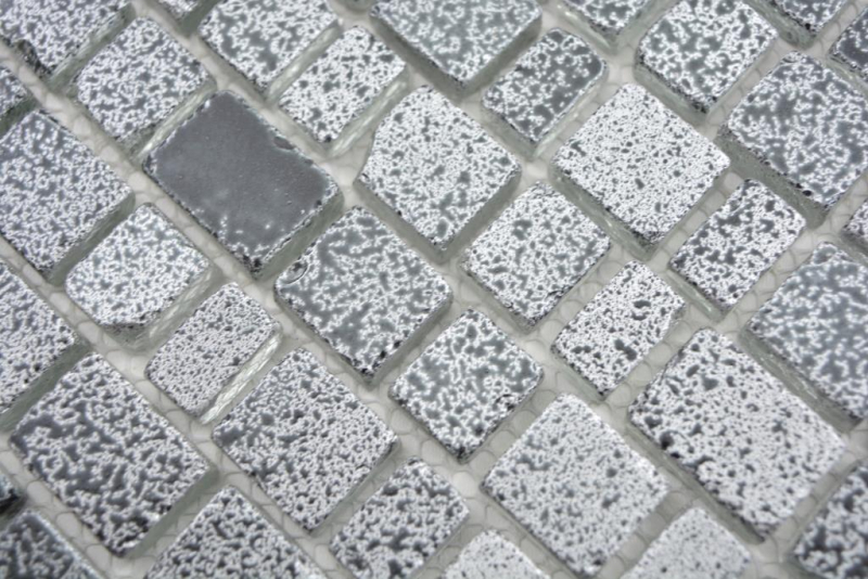 Motif main Mosaïque transparente Crystal Mosaïque de verre gris noir mur carrelage cuisine salle de bain MOS85-0203_m