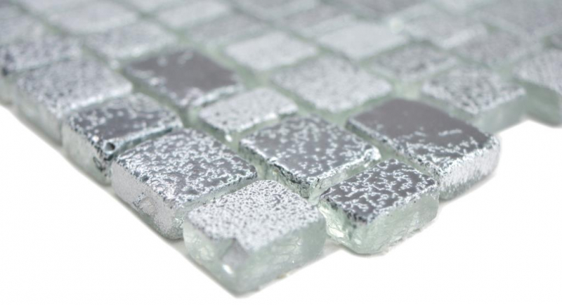 Motif main Mosaïque transparente Crystal Mosaïque de verre gris noir mur carrelage cuisine salle de bain MOS85-0203_m