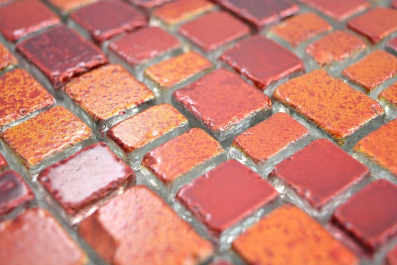 Motif main Mosaïque transparente Crystal Mosaïque de verre rouge Mur Carrelage cuisine salle de bain MOS85-0009_m