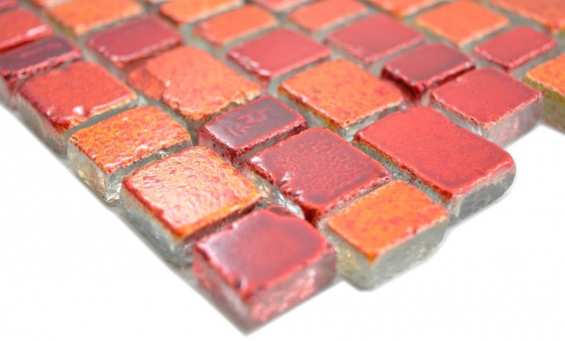 Motif main Mosaïque transparente Crystal Mosaïque de verre rouge Mur Carrelage cuisine salle de bain MOS85-0009_m