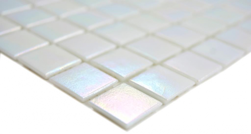 Mosaïque de verre Carreaux de mosaïque blanc nacré arc-en-ciel iridium Carrelage cuisine salle de bain MOS240-WA02-N