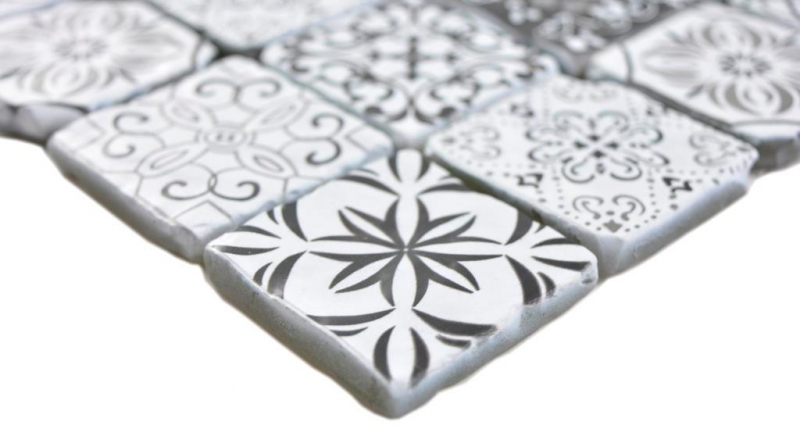 Mosaïque de verre Carreaux de mosaïque VINTAGE LOOK rétro anthracite noir blanc mur carrelage cuisine salle de bain MOS63-0103